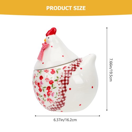 Alipis Chicken Cookie Jar, Ceramic Floral Rooster Cookie Jar Storage with Airtight Lid, Thanksgiving Cracker for Kitchen Easter Autumn Candy Chips Snacks