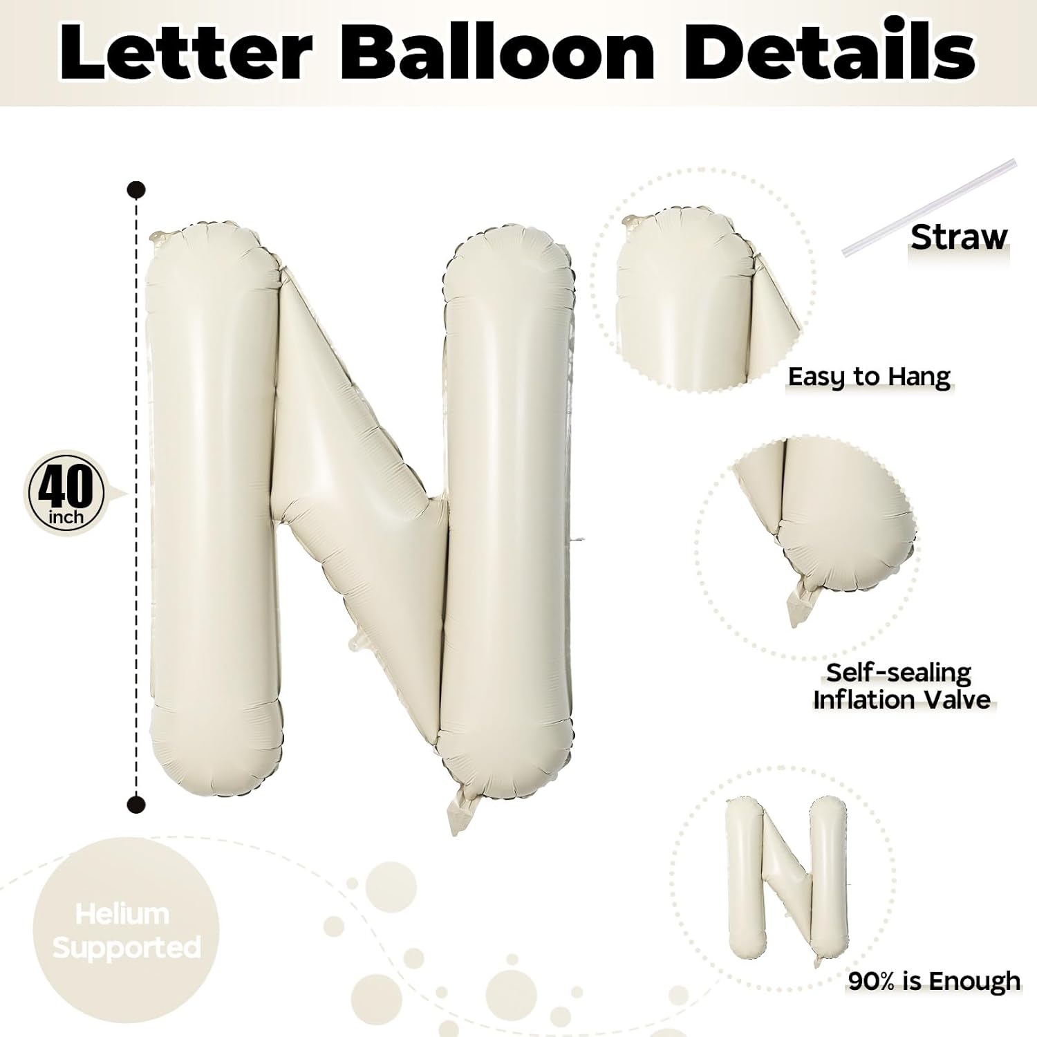 Regine Switzerland 40-Inch Beige Number 1 Balloon - Elegant First Birthday Decoration for Boys & Girls
