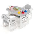 HONEY JOY Kids Table and Chair Set, Plastic Children Activity Table and 2 Chairs w/Building Blocks, Storage, for Art Craft, Toddler Table and Chair Set for Daycare Playroom, Gift for Boys Girls (Gray)