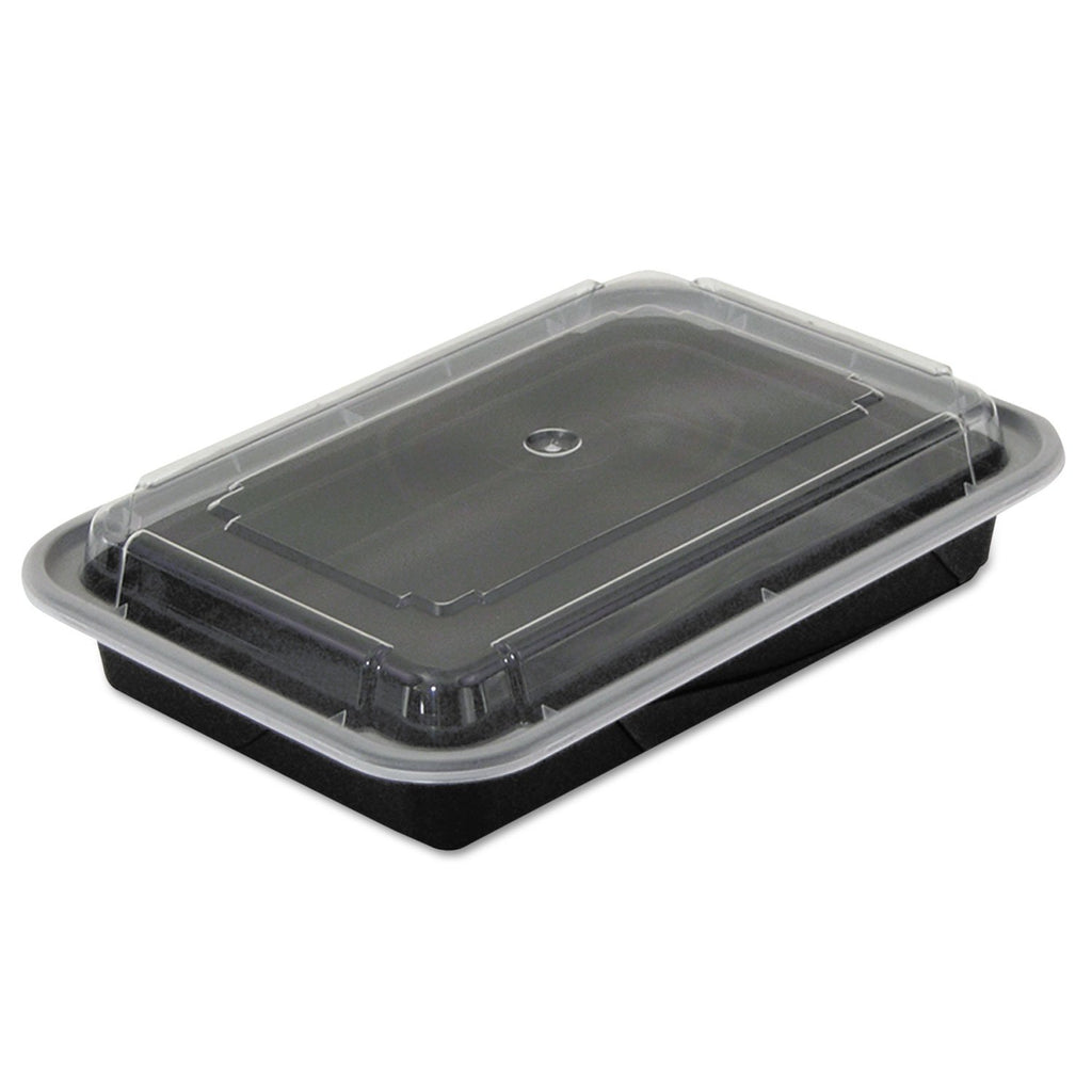 Pactiv NC868B Versatainers, 28 oz, 1.57" Length, 0.77" Width, 1.77" Height, Black/Clear (Pack of 150)