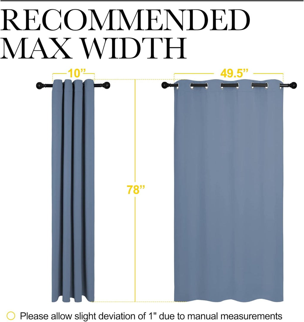 NICETOWN Room Darkening Curtain Panels - Thermal Insulated Blackout Draperies | Stone Blue, 78" Length (2 Pieces)