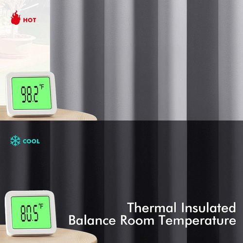 MIULEE Light Grey Blackout Curtains - Thermal Insulated Room Darkening Drapes | 63 Inches Long, 2 Panels