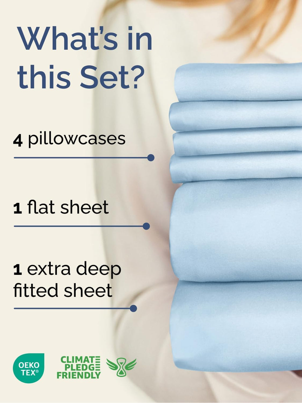Skiennix Extra Deep Full Sheet Set - 6 Piece Breathable Cooling Bedding - Soft Wrinkle-Free Light Blue