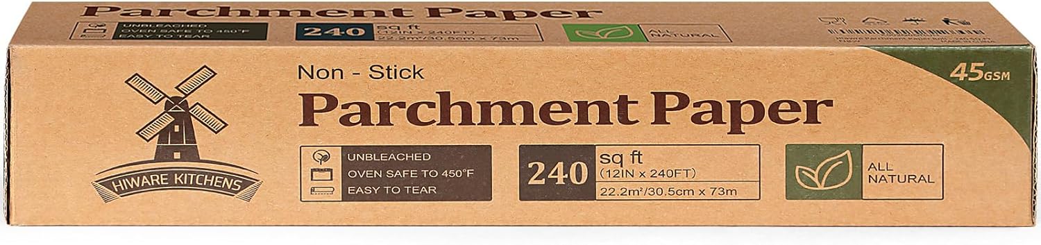 Unbleached Parchment Paper - Non-Stick Baking Roll, 12 in x 240 ft | Perfect for Cooking, Grilling & Air Frying