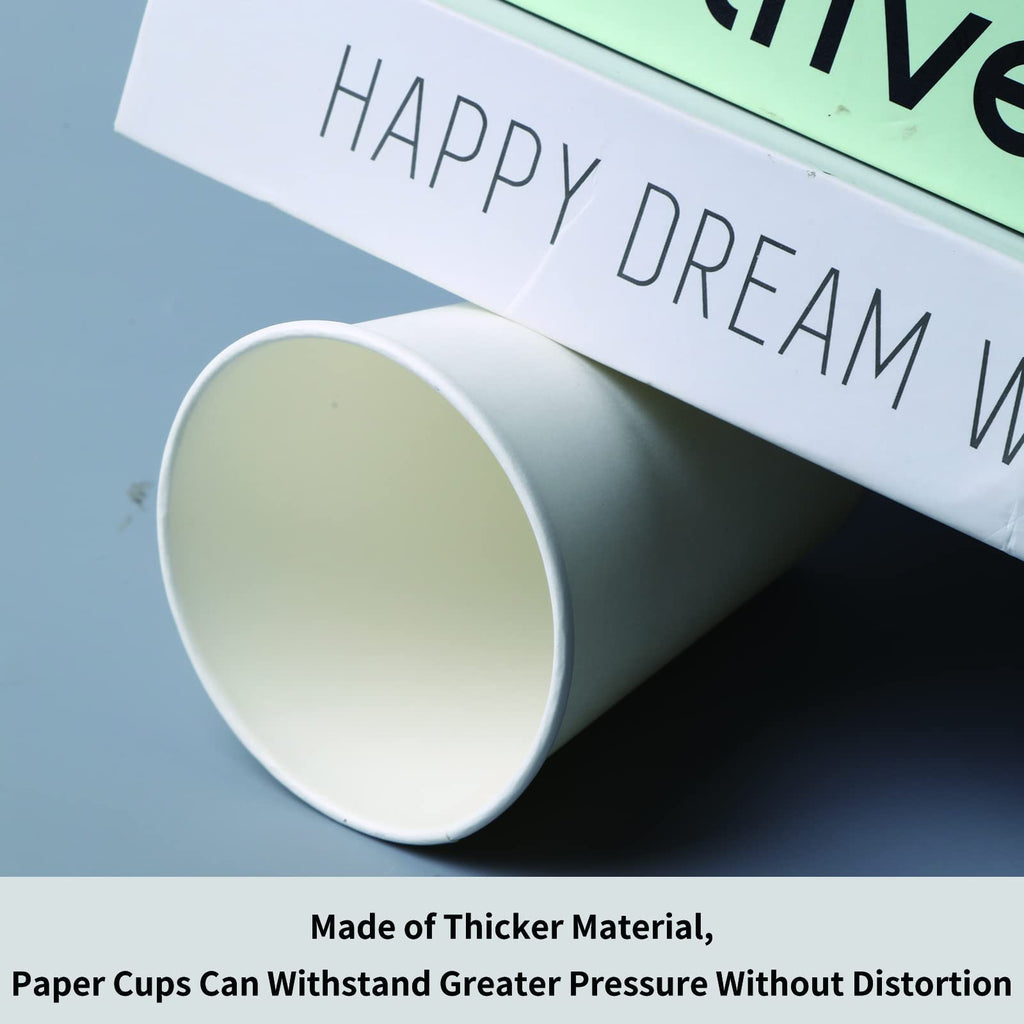 Bsvce 8 oz Paper Cups, 300 Pack - Durable, Leak-Proof, Safe for Hot or Cold Beverages, Paper Coffee Cups, White