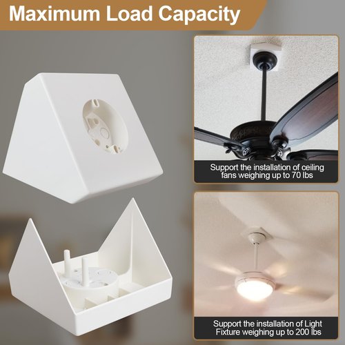 Ceiling Fan Light Fixture Mounting Box Fan Mounting Bracket FB900 Ceiling Fan Angle Mount for Cathedral Ceiling Angles of 80°and Up (1Pack)