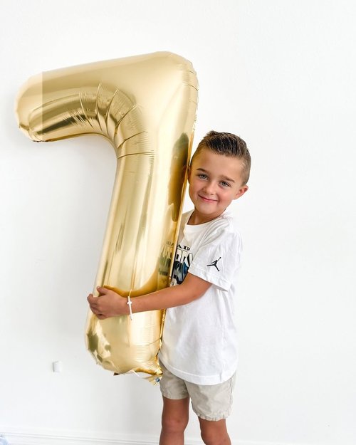 Champagne Gold Number 7 Balloon - 40 Inch Light Gold Birthday Decoration for Girls & Women