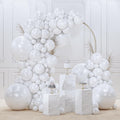 PartyWoo Pearl White Balloons - 145-Piece Metallic Latex Balloon Arch Kit for Weddings & Parties | 5-12 Inch Sizes