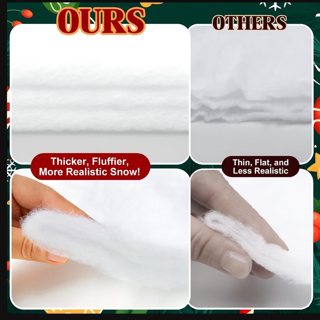 5 Pack Christmas Fake Snow Blanket - Thick 3x8 FT Fluffy White Artificial Snow Sheets for Holiday Displays
