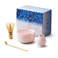 Natural Crystal Flower Matcha Set - 4 Pcs Food Grade Matcha Kit with Spouted Bowl, Matcha Whisk, Scoop and Chasen Holder - Matcha Tea Ceremony Gift for Matcha Lovers (Sakura Whisper)