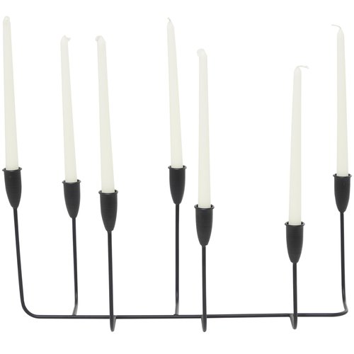 CosmoLiving by Cosmopolitan Metal Tapered 7 Plate Candle Holder, 21" x 8" x 10", Black