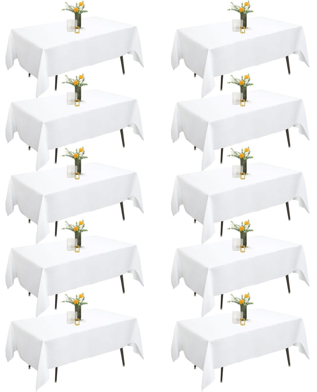 COCPOK 10Pack White Table Clothes,Rectangle Tablecloths for 6 Foot Rectangle Tables,59x102 Inch Wrinkle Resistant Washable Polyester Table Covers,Polyester Tablecloth for Wedding Party Banquet Dining