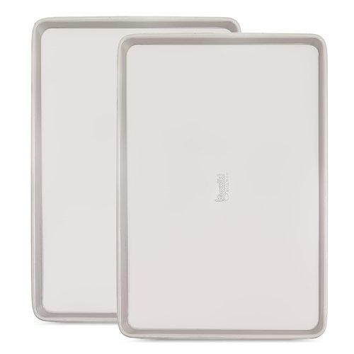 Boxiki Kitchen Nonstick Ceramic Baking Sheet/Cookie Sheet - Set of 2, Durable and Easy to Clean Baking Pans for Kitchen - Dishwasher and Freezer Safe, PFAS-Free (Half Sheet Pan)