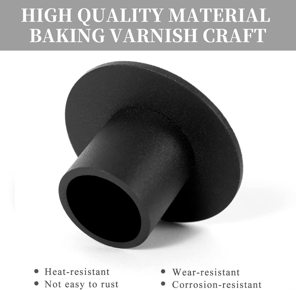 Regine Switzerland Black Candle Holders - Retro Farmhouse Decor for Home & Weddings | Set of 4