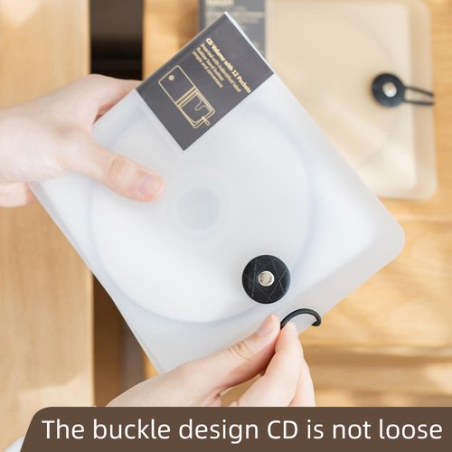 TNDCKP CD Case, 12 Capacity CD/DVD Case Holders Wallet Hard Plastic DVD Disc Cases Storage Binder for Car Home Office Travel (2, Translucent White)