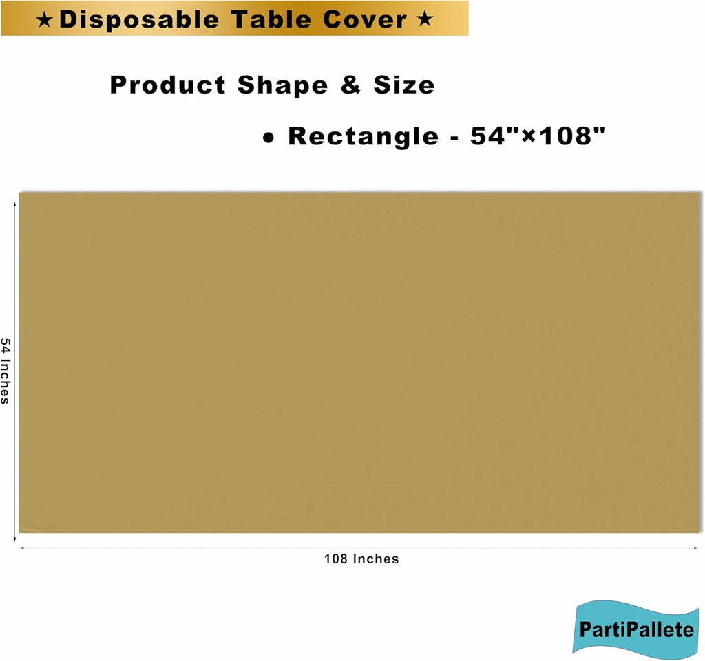 Skiennix Premium Gold Tablecloths - 3-Pack Disposable 54" x 108" Rectangle Covers for Parties & Events