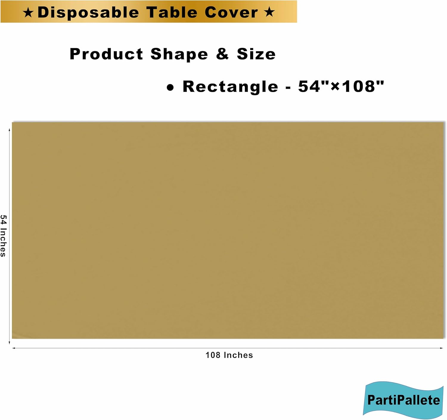 Skiennix Premium Gold Tablecloths - 3-Pack Disposable 54" x 108" Rectangle Covers for Parties & Events
