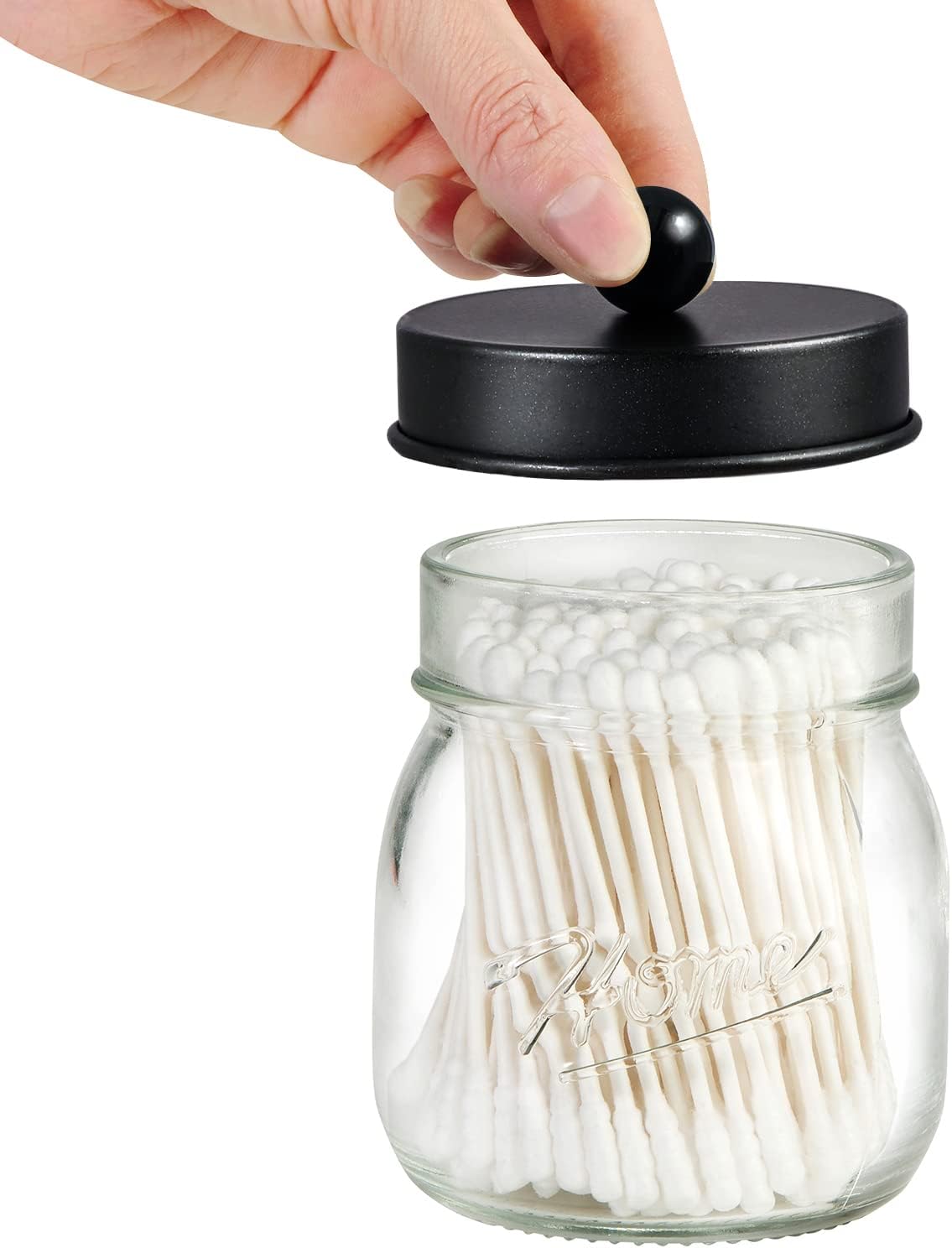 SheeChung Qtip Holders - Stylish Black Bathroom Decor for Cotton Swabs & Balls | 2 Pack
