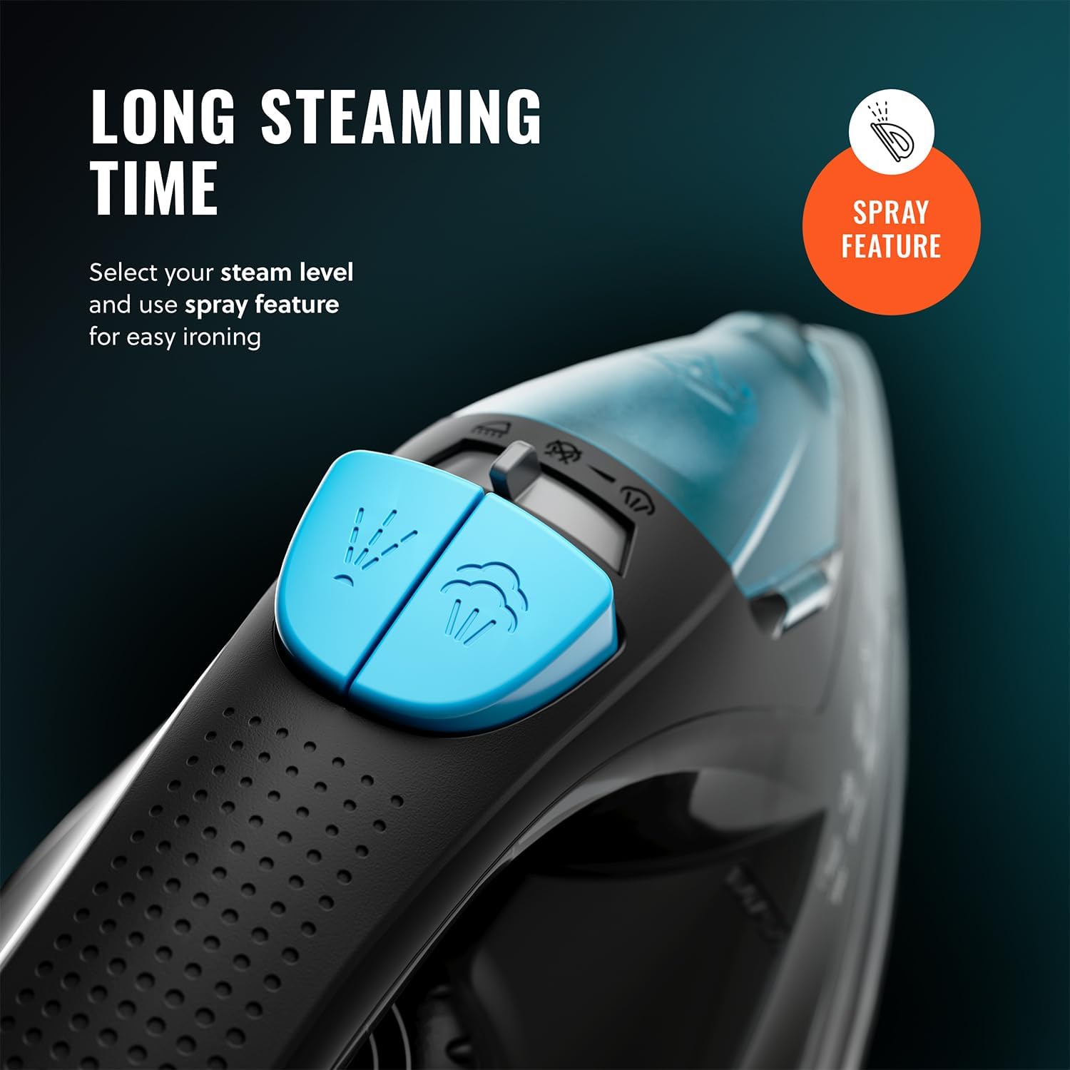 PurSteam Professional 1250W Steam Iron - Powerful Steamer with Burst of Steam & Non-Stick Soleplate