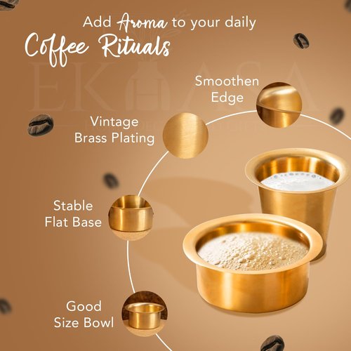 ZenithCart Brass Filter Coffee Dabara Set – Traditional South Indian Cup & Tumbler Set for Authentic Serving – Pital Finish – Set of 4