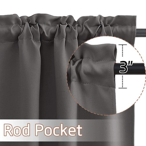 NICETOWN Kitchen Blackout Curtains for RV Camper Windows, Privacy Thermal Insulating 30 Inches Long Curtains for Bathroom Basement Door Window Cover, W34 x L30 inch, Grey, 2 Pcs