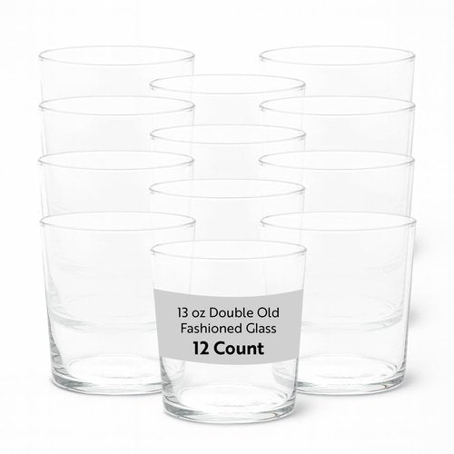 Restaurantware Sumi 12.5 Ounce Double Old Fashioned Glasses Set of 12 Lead-Free Scotch Glasses - Tempered Dishwasher-Safe Glassware Clear Glass Whiskey Glasses Serve Cocktails and Liquors