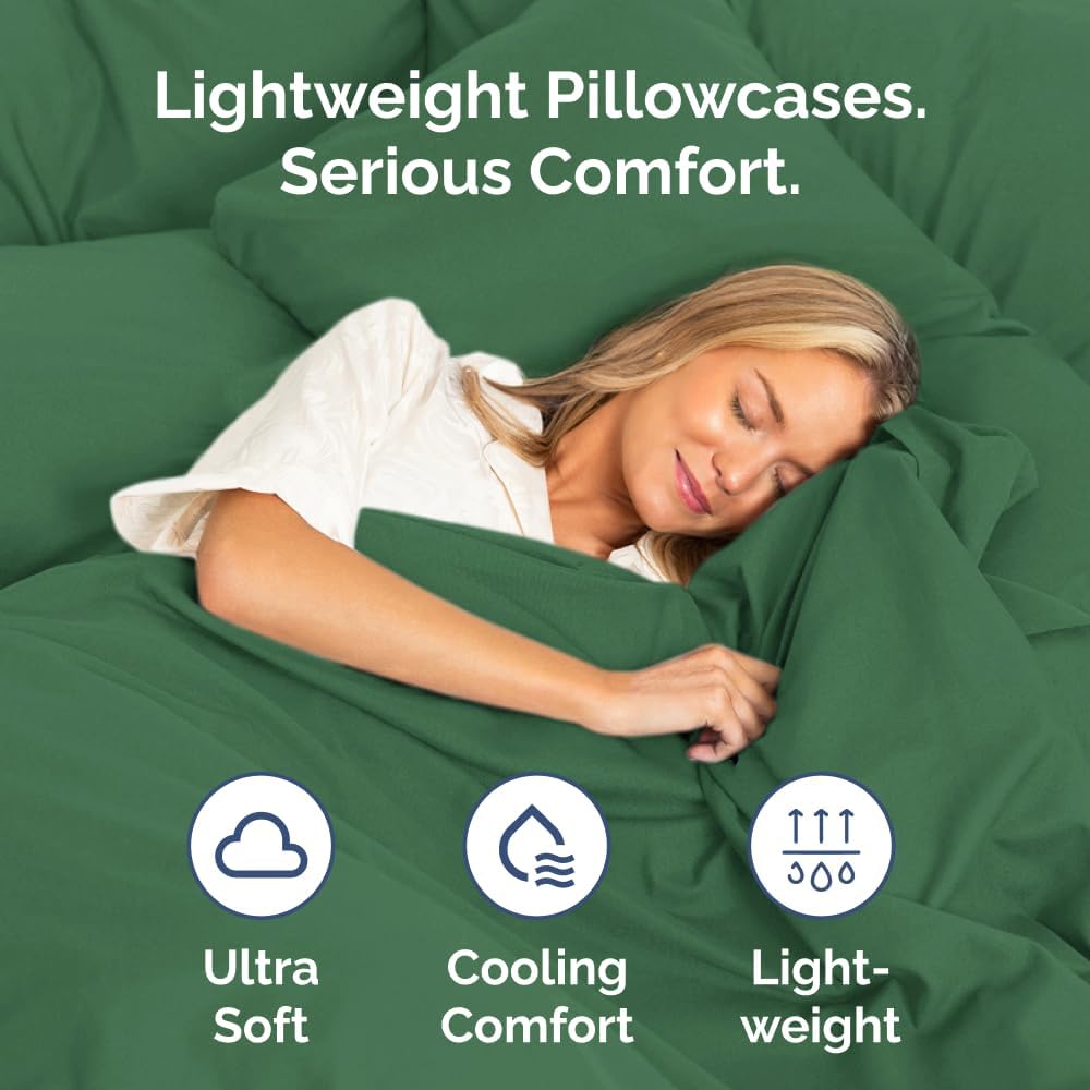 Skiennix Queen Pillow Cases Set of 4 - Ultra Soft Hotel Quality - Wrinkle Free & Fade Resistant - Emerald Green