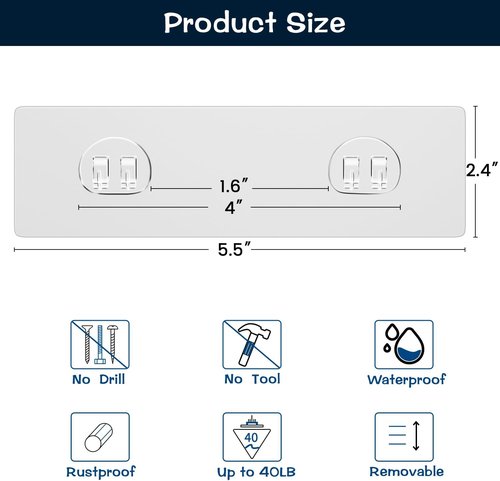 AKTECKE Shower Caddy | No-Drill Adhesive Wall Hooks for Corner Organizer | Waterproof Design