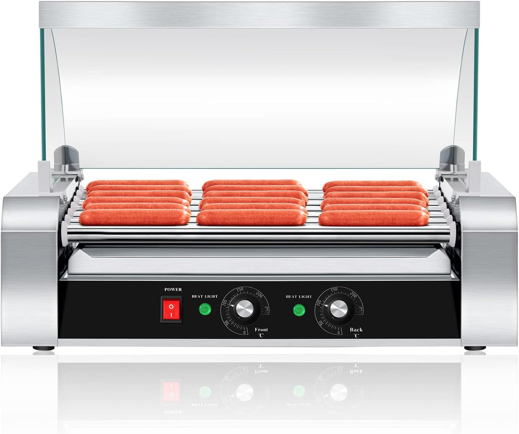 SYBO Hot Dog Roller - 18 Capacity Non-Stick Stainless Steel Rollers with Detachable Glass Cover