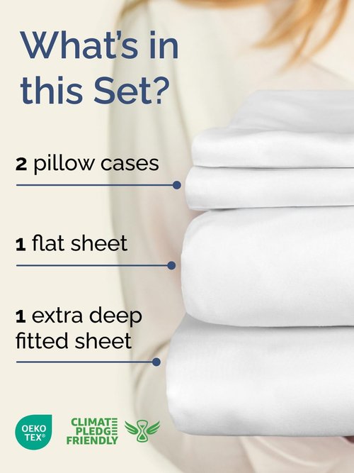 Extra Deep King Sheet Set by Comfy Hotel - 4-Piece Breathable Cooling Bedding - Fits 18-24 Inch Mattresses - Ultra Soft, Wrinkle & Fade Resistant - White