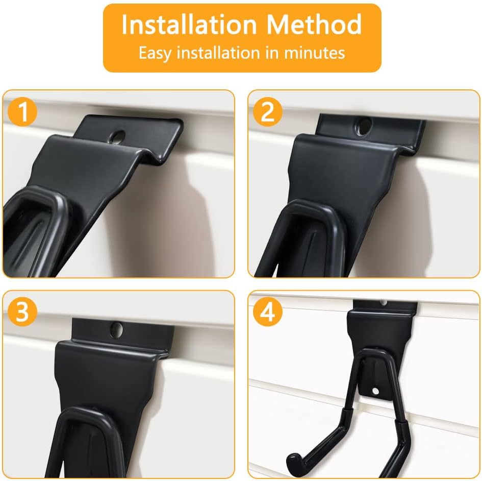 Slatwall Hooks by [Brand Name] - Versatile Wall Mount Tool Holders for Garage & Garden (14 Pack, Black)