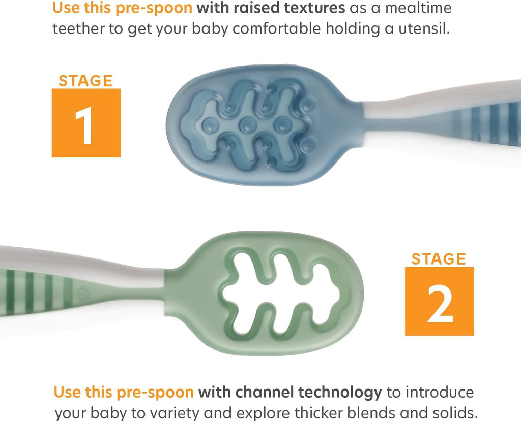 NumNum Baby Bowl & GOOtensils Spoons Set - Suction Bowls for 4+ Months, BPA-Free Silicone, Dishwasher Safe | Green/Blue