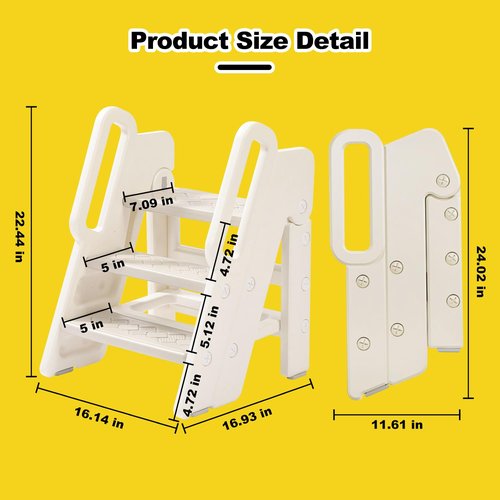 Vanpolchy Step Stool for Toddlers, Foldable Toddler Step Stool for Bathroom Sink, 150lbs Load Bearing Kids Stool for Toilet Sink with Non-Slip/Anti-Tip Design, Foldable Kids Step Stool for Bathroom