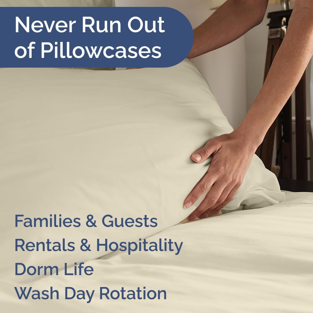 Queen Pillow Cases by Ultra Soft | Hotel Quality, Wrinkle-Free & Easy-Care - 10 Pcs Set in Cream