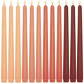 12-Pack Earth Tone Taper Candles, 10 Inch Unscented Dripless Candlesticks, Long-Lasting Burn Time of 7-8 Hours, Perfect for Fall Harvest Halloween Thanksgiving Dinners Parties and Home Décor