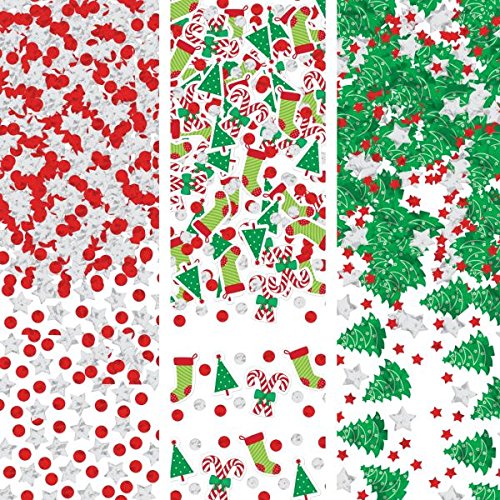 Amscan Christmas Multicolor Paper Confetti - 1.2 oz. (1 Pack) - Perfect for Holiday Party Decorations & Celebrations