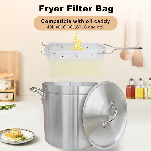 Fryer Filter Bag & Frame, Fryer Oil Filter, Filter Bag Easy to Clean with Hot Water, Reusable Fryer Oil Filter Strainer, Filter Fry Oil, Suitable for 70 lb Polishing Oil (Only Bag)