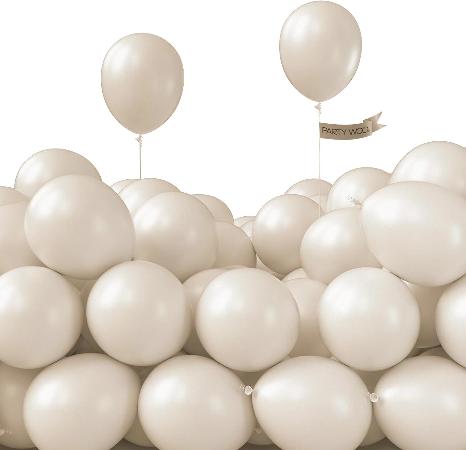 PartyWoo White Sand Balloons - 50 Pcs 5-Inch Mini Beige & Cream Latex Balloons for Weddings & Celebrations