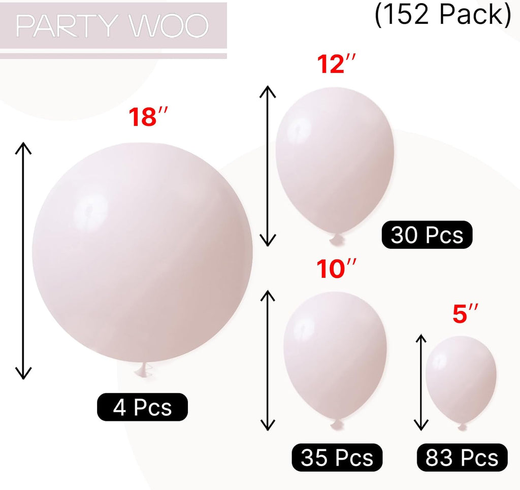 PartyWoo Beige Balloon Arch Kit - 152pcs in Various Sizes for Wedding, Graduation, and Baby Showers