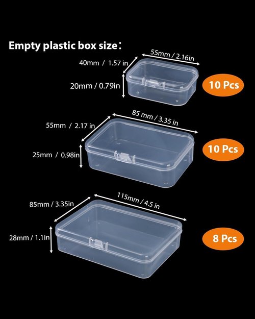 LJY 28-Piece Plastic Storage Container Set - Clear Rectangular Bins with Lids for Jewelry & Beads