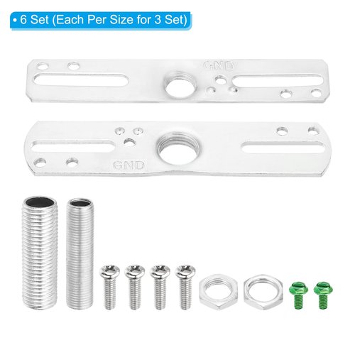 PATIKIL 4" Light Crossbar Kit, 6 Set Universal Light Fixture Mounting Bracket with 1/8IP and 1/4IP Tap Center Hole Ceiling Light Plate Canopy Hardware Set for Chandelier, Silver Tone