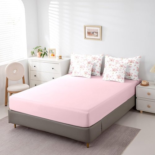 Feelyou Kids Pink Castle Bed in A Bag Queen Size, Cute Bowknot Comforter Set with Sheets Boys Girls Girls Dreamy House Bed in A Bag 7 Pieces Fairytale Teens Bedroom Decor 7Pcs