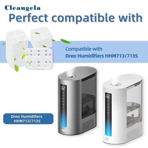 Cleangela 30-Pack Mineral Absorption Pads Compatible with Dreo Humidifiers HM713, HM713S, HM813S and HM717S, Reduce Limescale, Humidifier Pads, Improve Humidification Efficiency, White