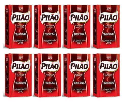 Coffee Rost and Ground - Café Torrado e Moído- Pilao 8.8oz. 250g - GLUTEN-FREE - PACK OF 08