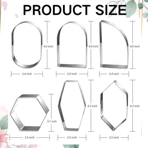 Auktosmn Geometric Plaque Cookie Cutter Set-6 Piece-4.0 Inch-Diswasher Safe-Frame Cookie Cutter Shape for Baking
