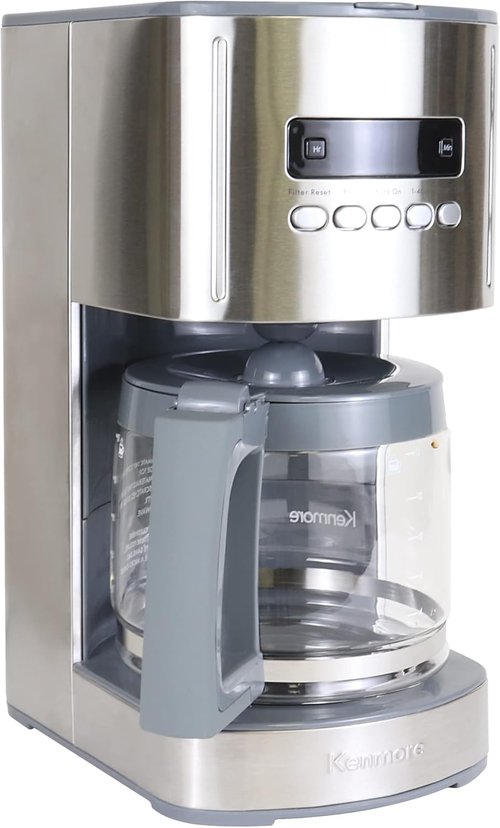 Koolatron Kenmore Elite 12-Cup Programmable Coffee Maker - Auto Shut-Off, Reusable Filter, Glass Pot