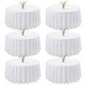 joybest 6 Pack Round Tablecloths 120 Inch White Polyester Table Cloth, Stain and Wrinkle Resistant Washable Fabric Table Cover for Wedding, Party, Reception, Banquet, Dining