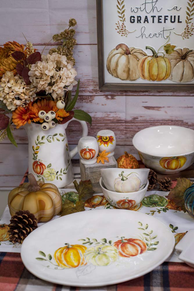 Boston International Pumpkin Harvest Ceramic Serveware, 2.5 x 3-Inches, Salt & Pepper Shaker Set