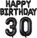 Happy Birthday Balloon Banner - 40-Inch Black Foil Mylar Balloons for 30th Birthday Celebration