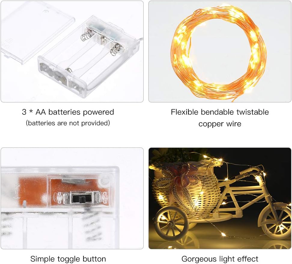 Ariceleo LED String Light Bundle - 16.4ft Battery & USB Powered for Versatile Outdoor Decor